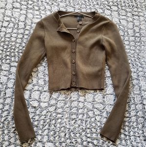 Olive green button up cardigan